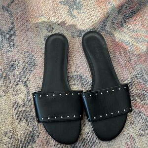 Banana Republic Black Slide Sandals with Silver Studs